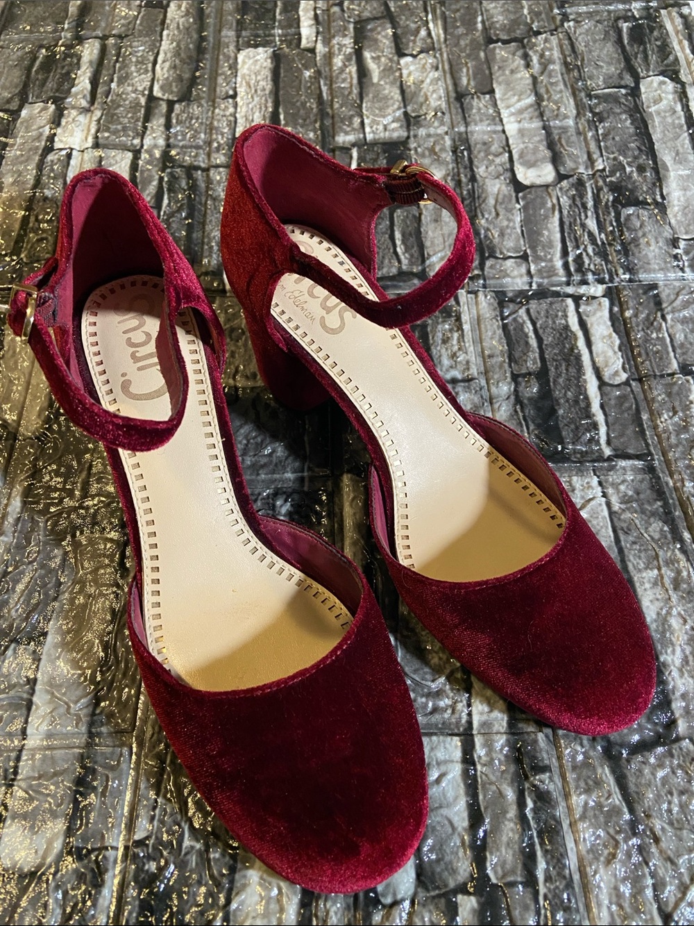 Burgundy-Red Sam Edelman “Circus” Velvet Pumps Size 8